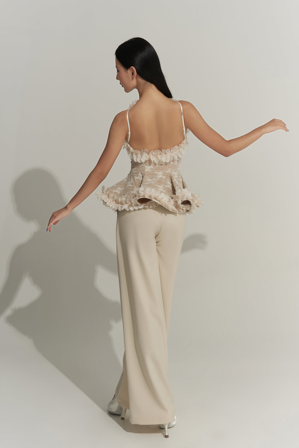 DANCE QUEEN 1014-2 Cream New Lace  Ballroom Practice Woman Top