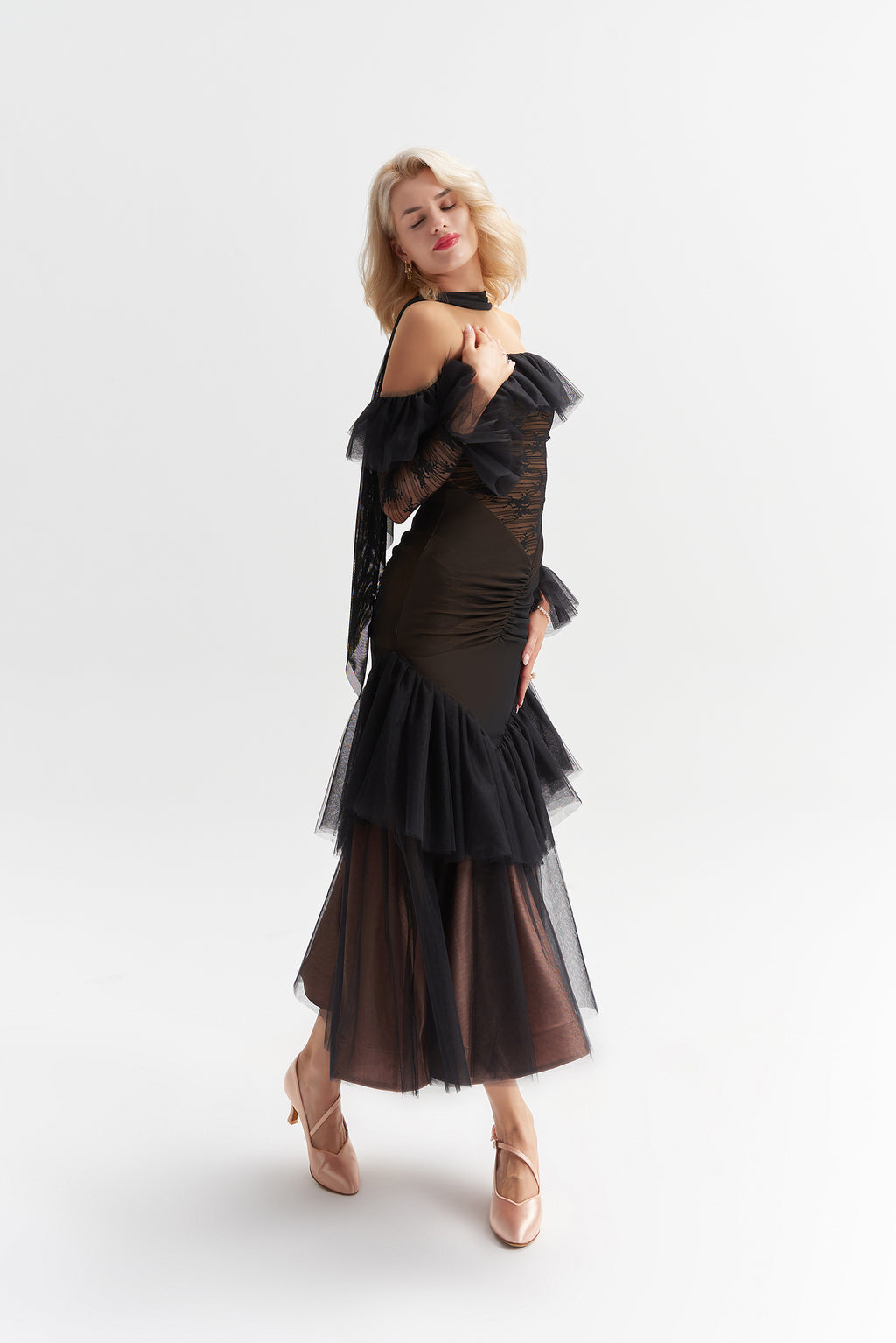 DANCE QUEEN 1015 Black Lace Haute Couture Classic Dress