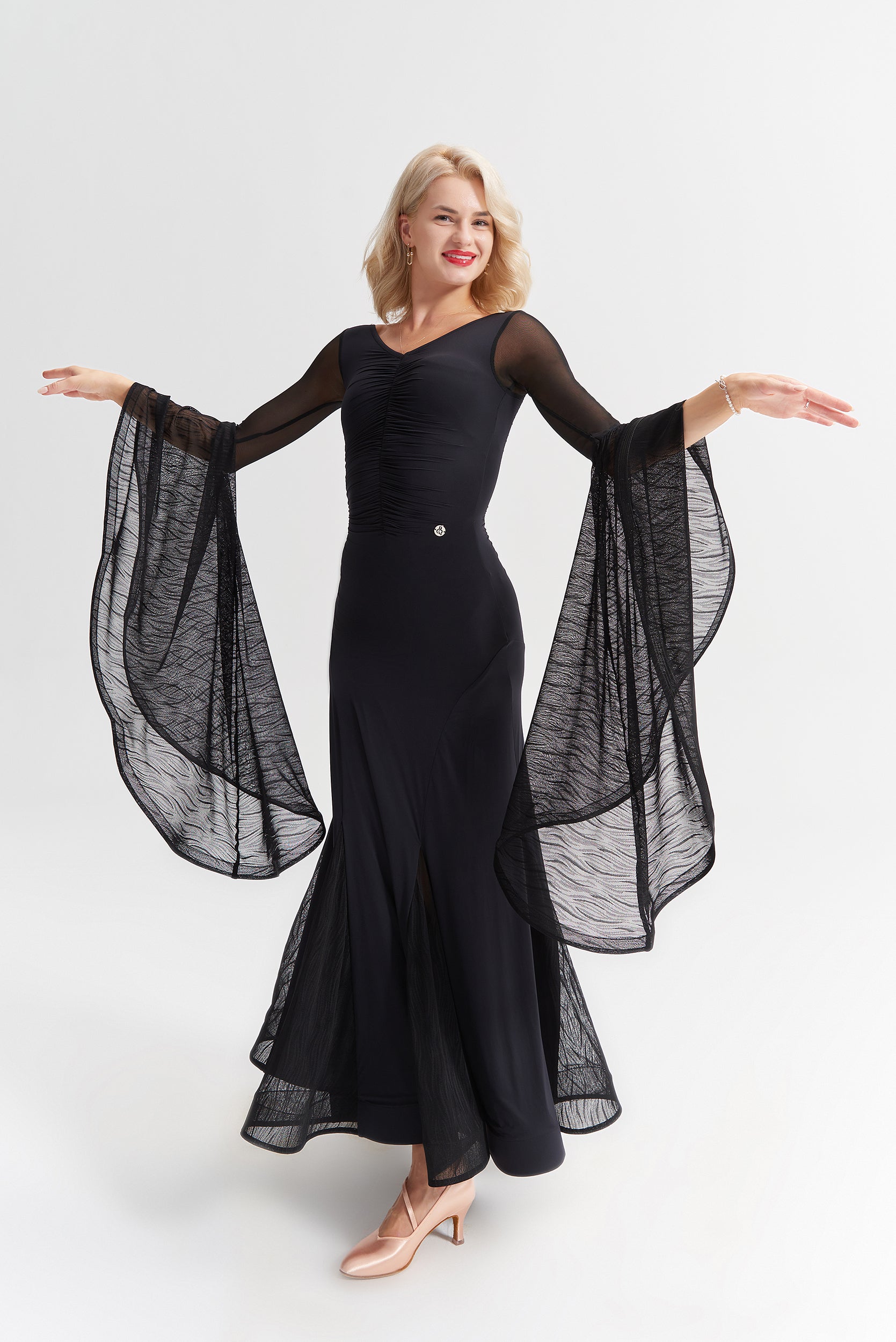 ★美品★ダンスクイーン スカート dancequeen 黒 ブラック Lサイズ DANCE QUEEN 984 Black Mesh Haute Couture Classic Dress