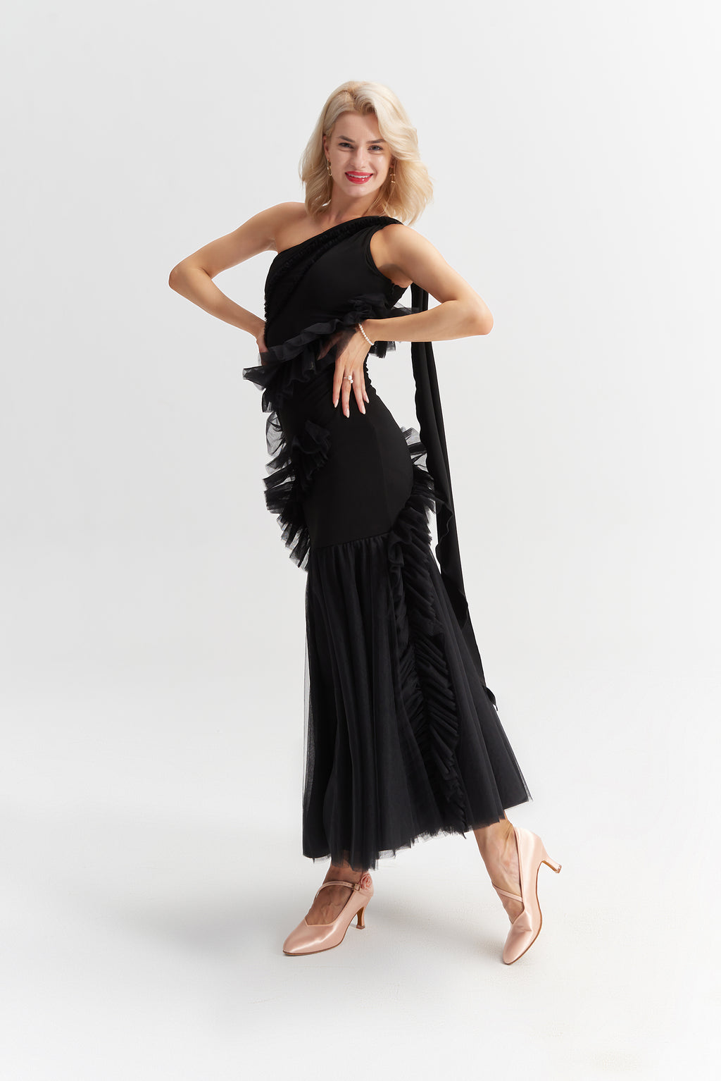 DANCE QUEEN 1035 Black Lace Haute Couture Classic Dress