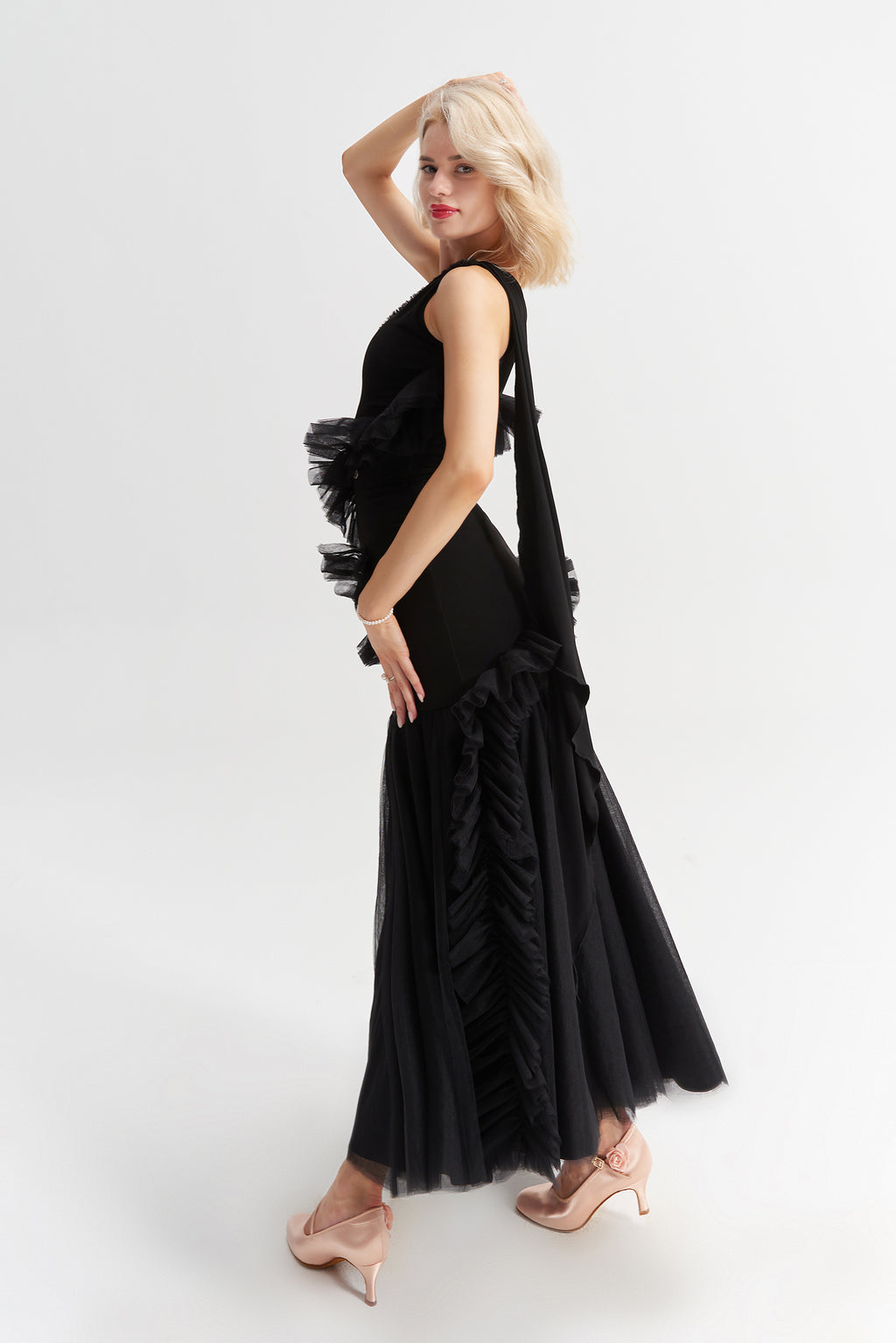 DANCE QUEEN 1035 Black Lace Haute Couture Classic Dress