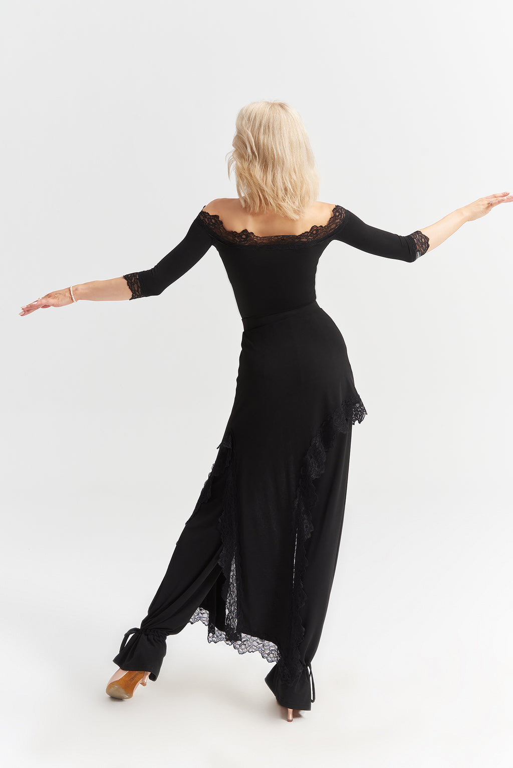 DANCE QUEEN 943-8 Black Limited Lace Ballroom Practice Dance Sport Leotard