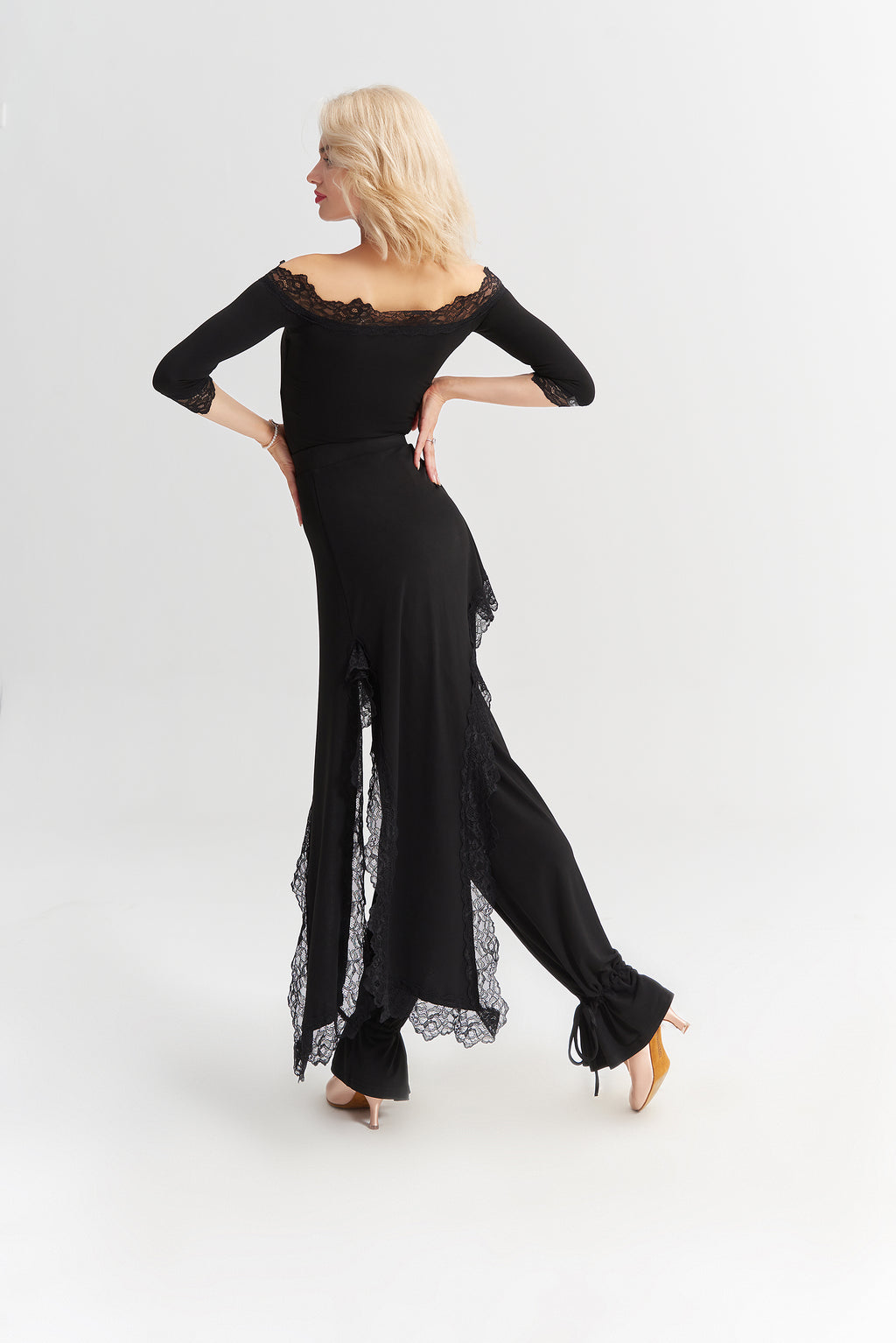 DANCE QUEEN 943-8 Black Limited Lace Ballroom Practice Dance Sport Leotard