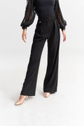 DANCE QUEEN 942-7 Black High Waist Velcro Wide Leg Ballroom Practice Dancing Trouser