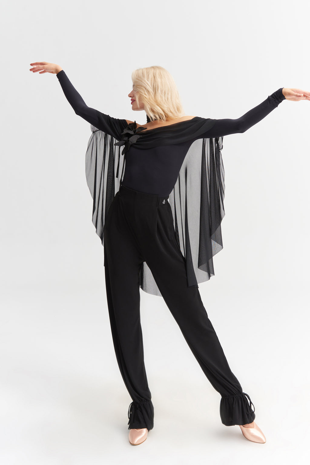 DANCE QUEEN 266-20 Black Ankle Strap Ballroom Practice Dancing Trouser