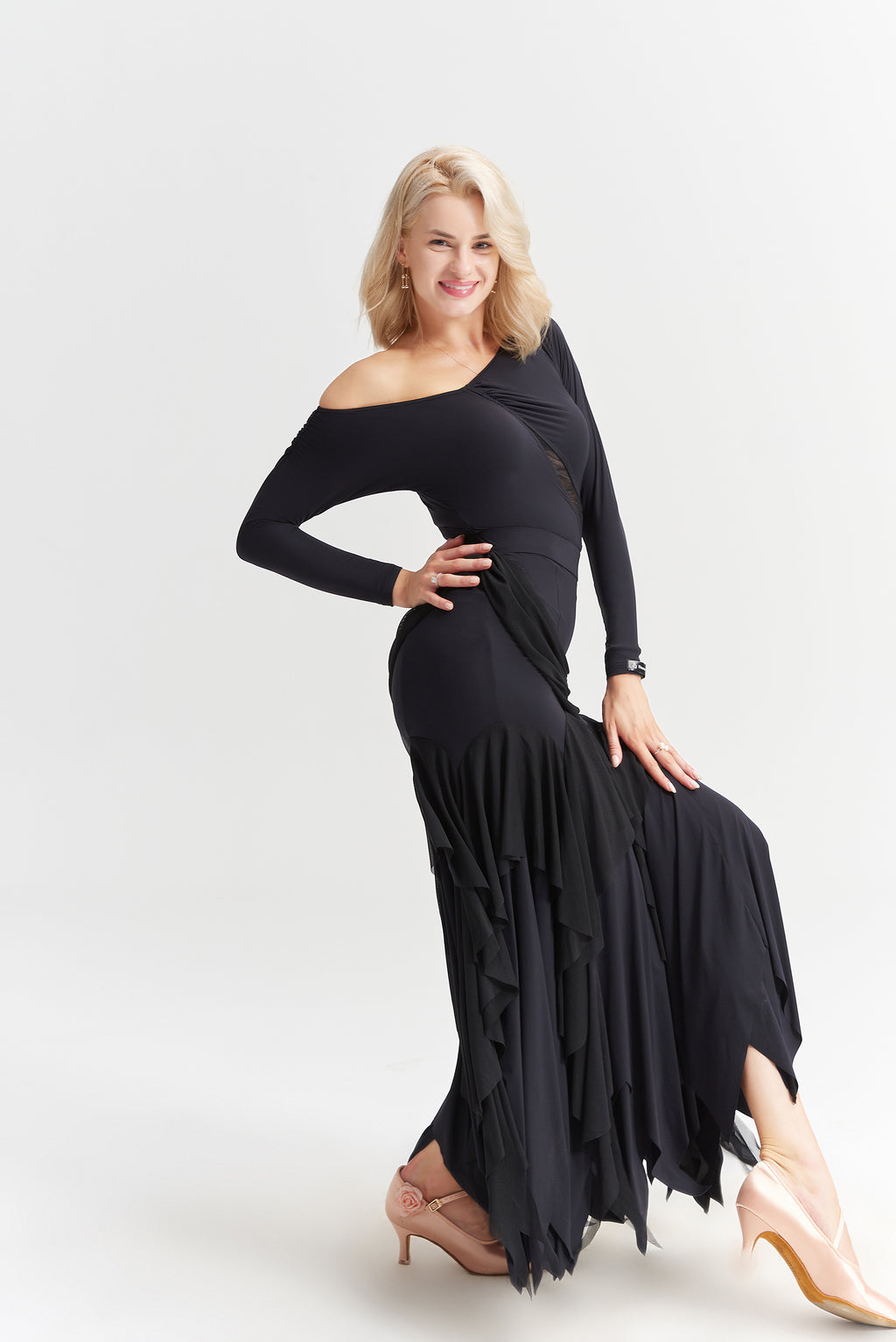 DANCE QUEEN 1025 Black Limited Lace Ballroom Practice Dance Sport Leotard