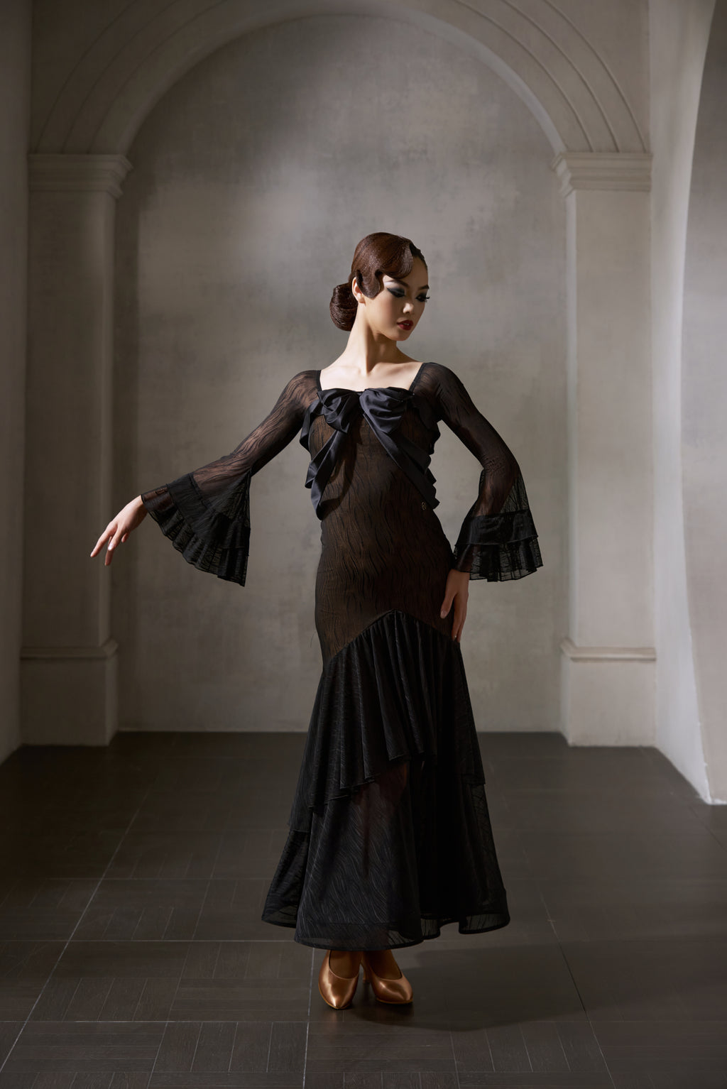 DANCE QUEEN 1032 Black Lace Haute Couture Classic Customized Dress dancequeen-dancewear DANCE QUEEN 1032 Black Lace Haute Couture Classic Customized Dress dancequeen-dancewear