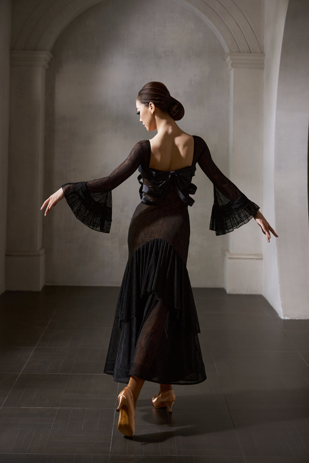DANCE QUEEN 1032 Black Lace Haute Couture Classic Customized Dress