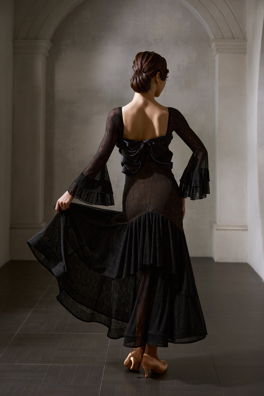 DANCE QUEEN 1032 Black Lace Haute Couture Classic Customized Dress