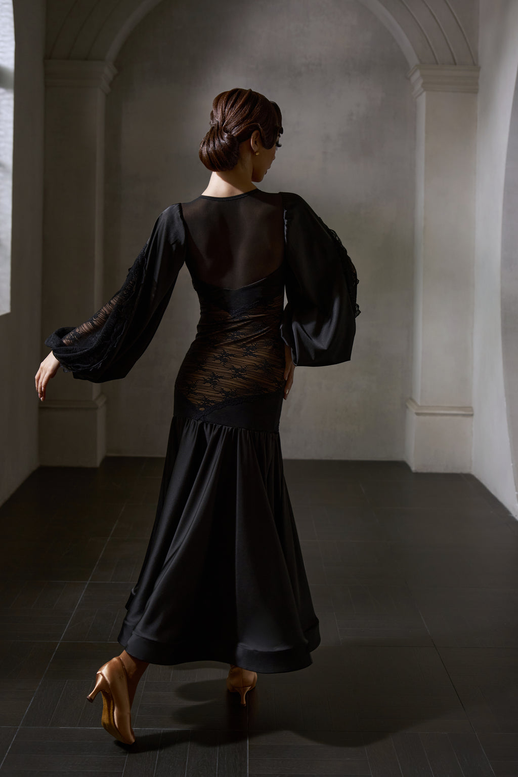 DANCE QUEEN 1038 Black Lace Haute Couture Classic Customized Dress