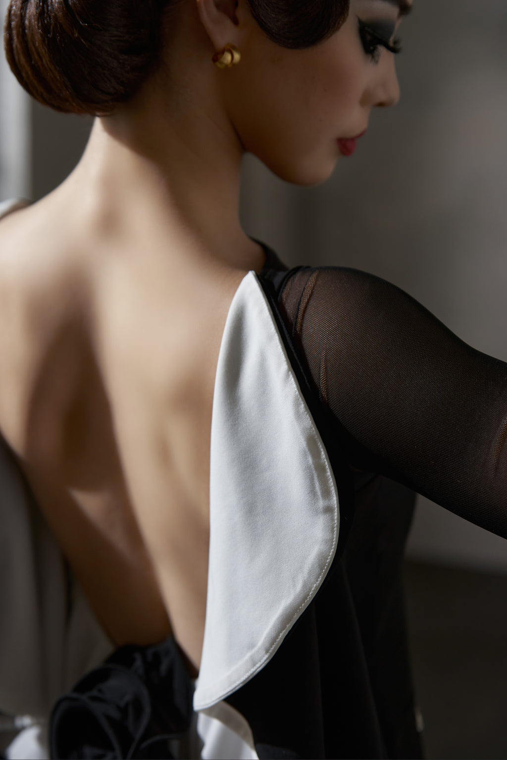 DANCE QUEEN 1039 Black White Contrast Haute Couture Classic Customized Dress
