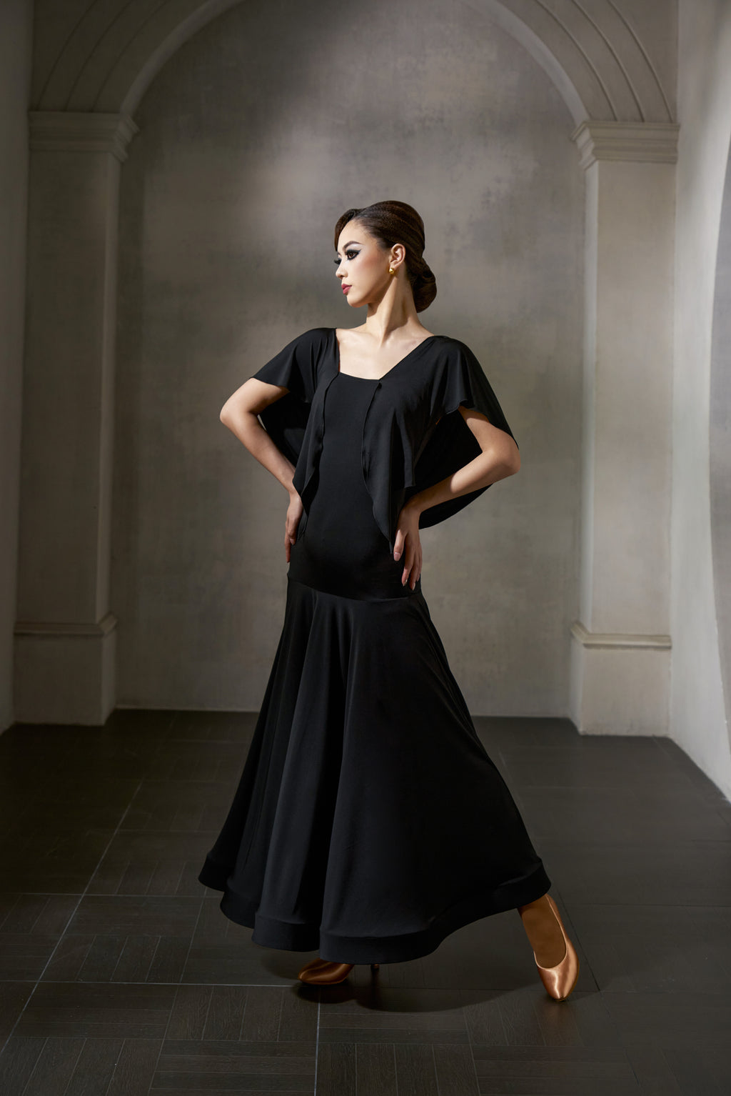 DANCE QUEEN 1045 Black Simple Haute Couture Classic Customized Dress