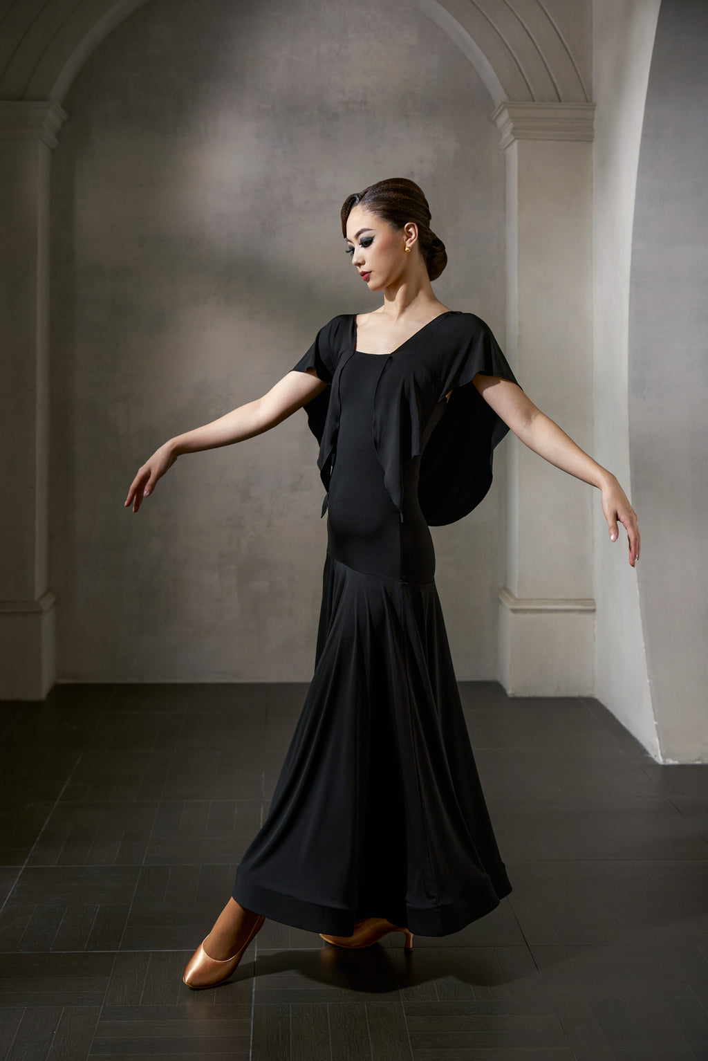DANCE QUEEN 1045 Black Simple Haute Couture Classic Customized Dress