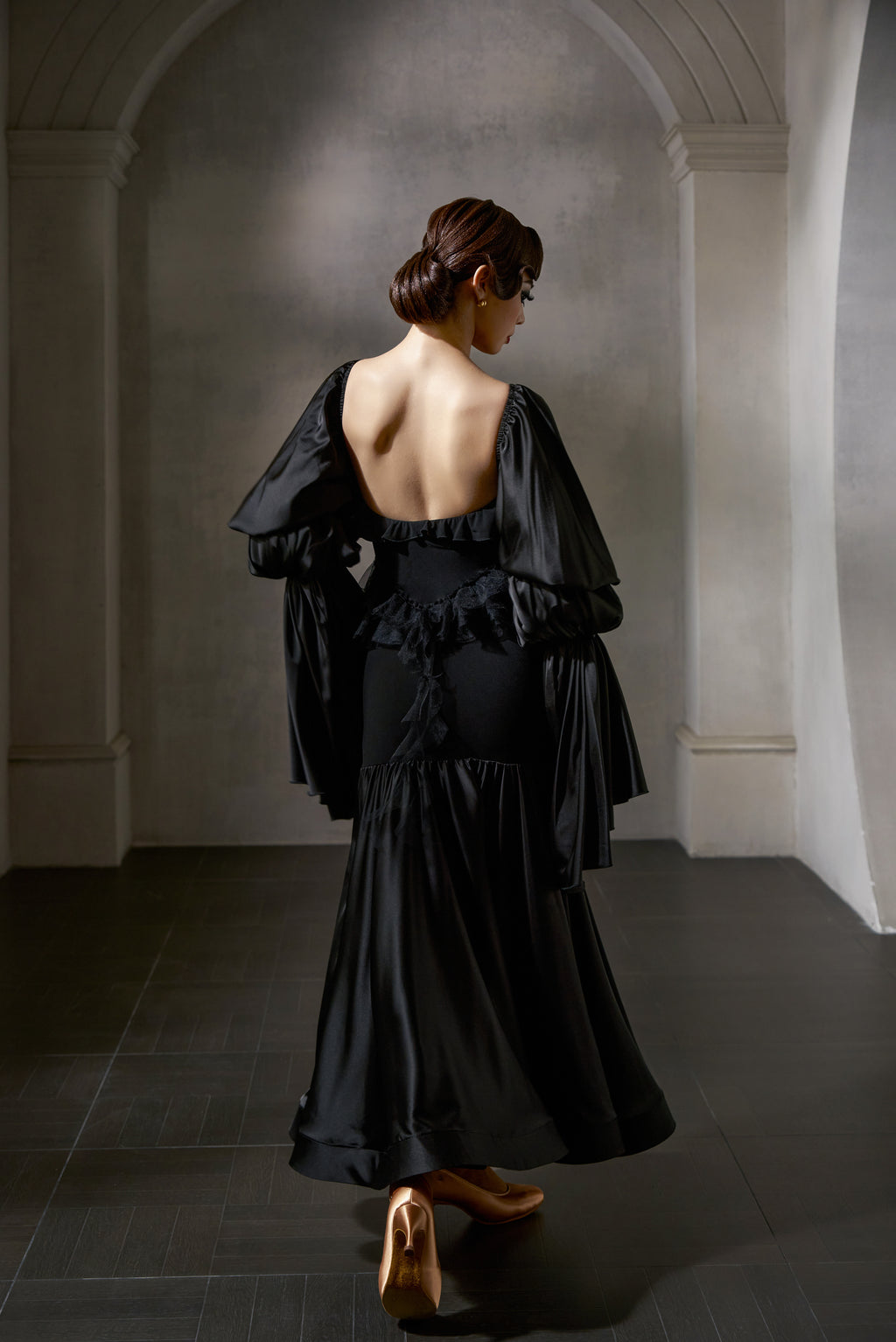 DANCE QUEEN 1043 Black Lace Haute Couture Classic Customized Dress