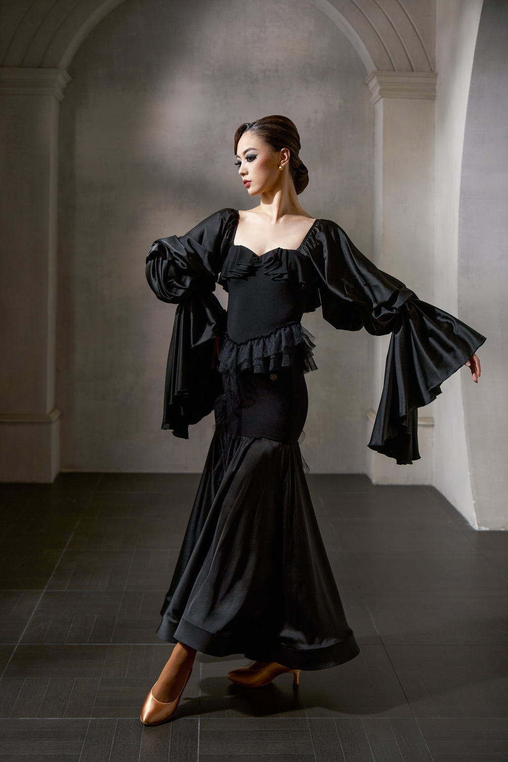 DANCE QUEEN 1043 Black Lace Haute Couture Classic Customized Dress