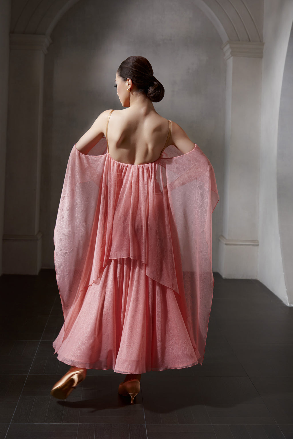 DANCE QUEEN 1037-2 Pink Lace Off Shoulder Haute Couture Classic Customized Dress