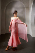 DANCE QUEEN 1037-2 Pink Lace Off Shoulder Haute Couture Classic Customized Dress