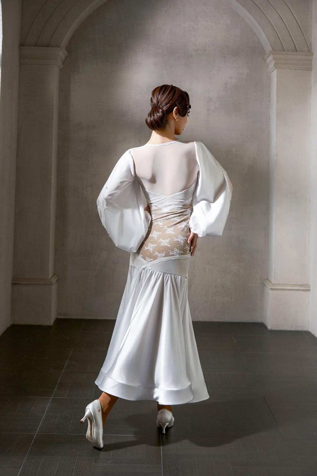 DANCE QUEEN 1038-2 White Lace Haute Couture Classic Customized Dress