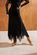 DANCE QUEEN 546 Classic black irregular ballroom skirt
