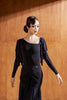 DANCE QUEEN 1054 Black Irregular Neck Line Long Sleeve Dancing Ballroom Leotard