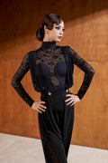 DANCE QUEEN 862-2 Black High Neck Lace Ballroom Practice Dance Sport Leotard