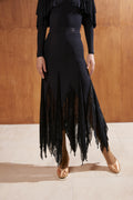 DANCE QUEEN 934-3 Black Lace Ballroom Practice Dance Sport Iregular Skirt