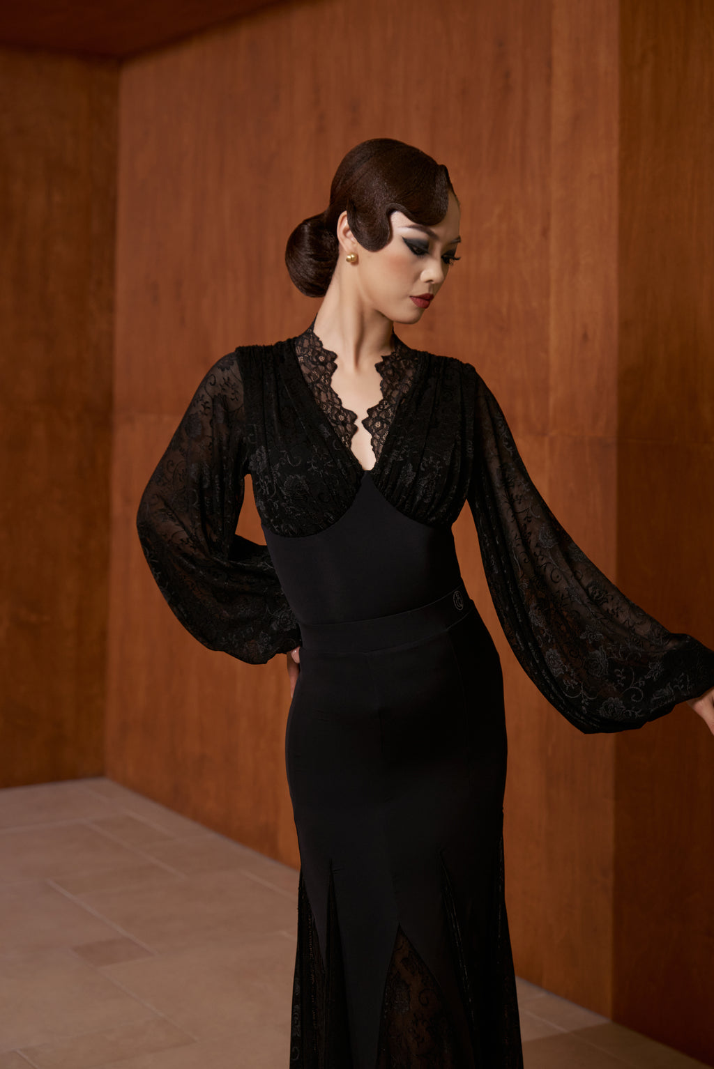 DANCE QUEEN 899-3 Black Lace Ballroom Practice Dance Sport Leotard