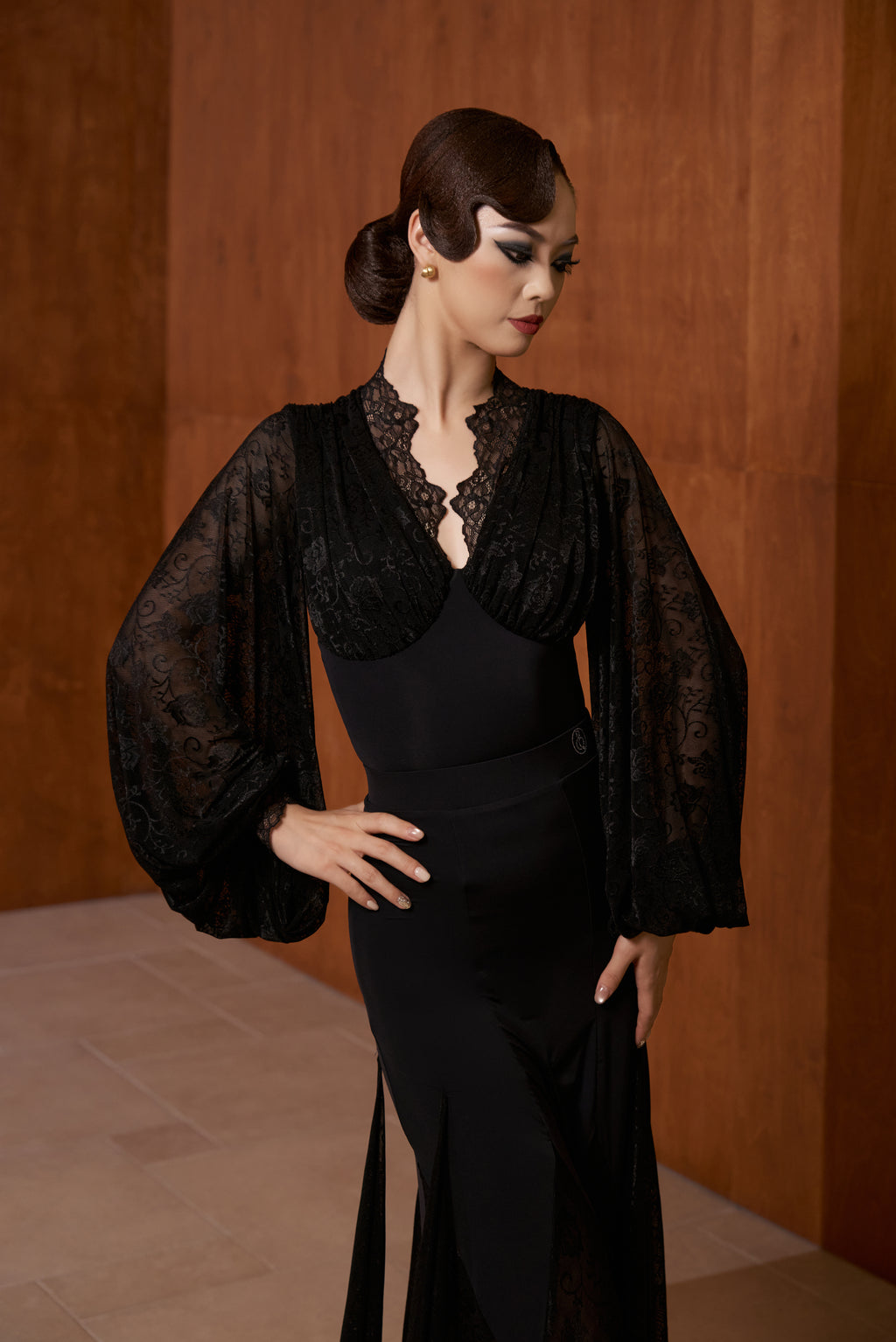 DANCE QUEEN 899-3 Black Lace Ballroom Practice Dance Sport Leotard