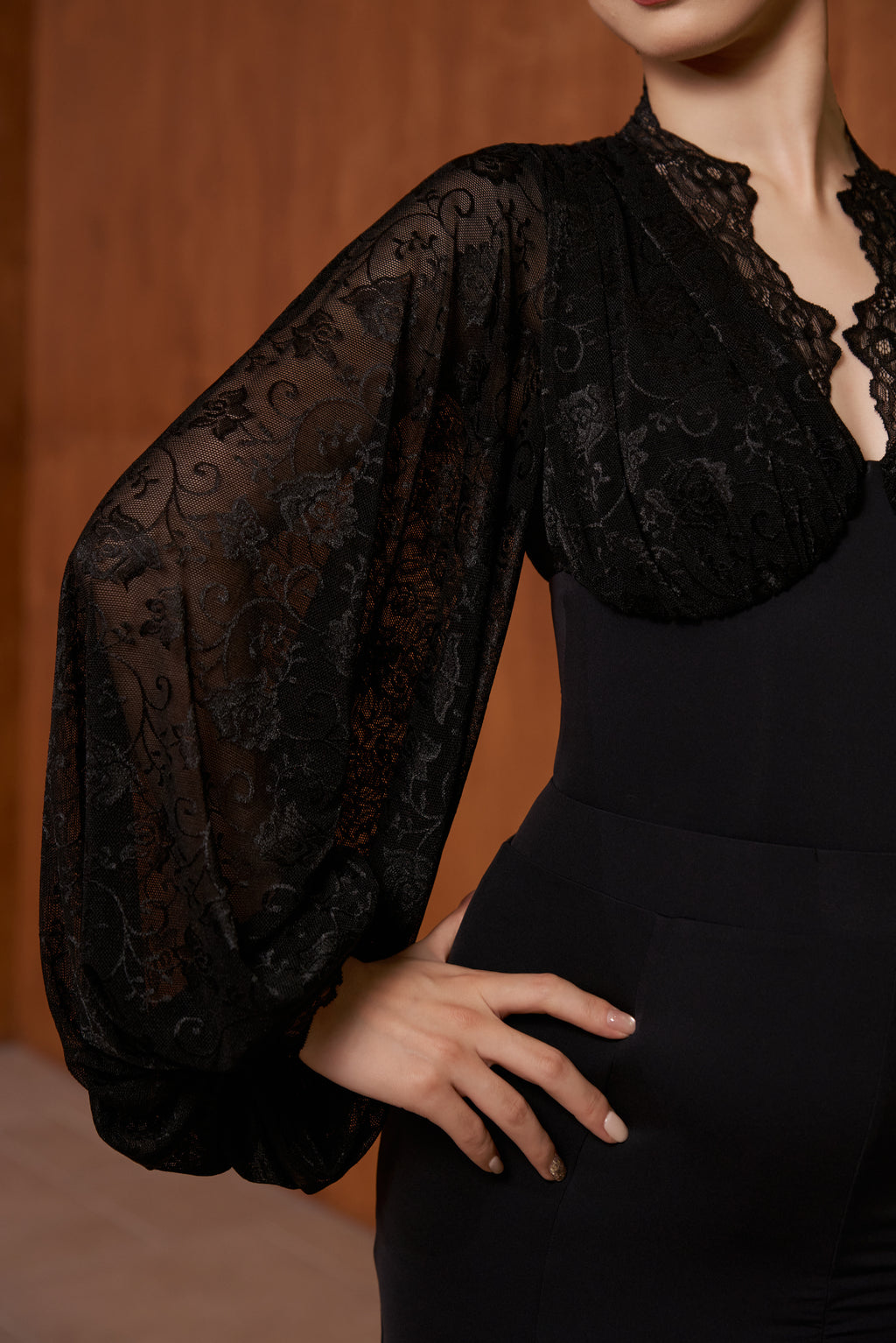 DANCE QUEEN 899-3 Black Lace Ballroom Practice Dance Sport Leotard