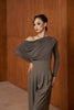 DANCE QUEEN 821-7 Gray Pleated Off Shoulder Leotard