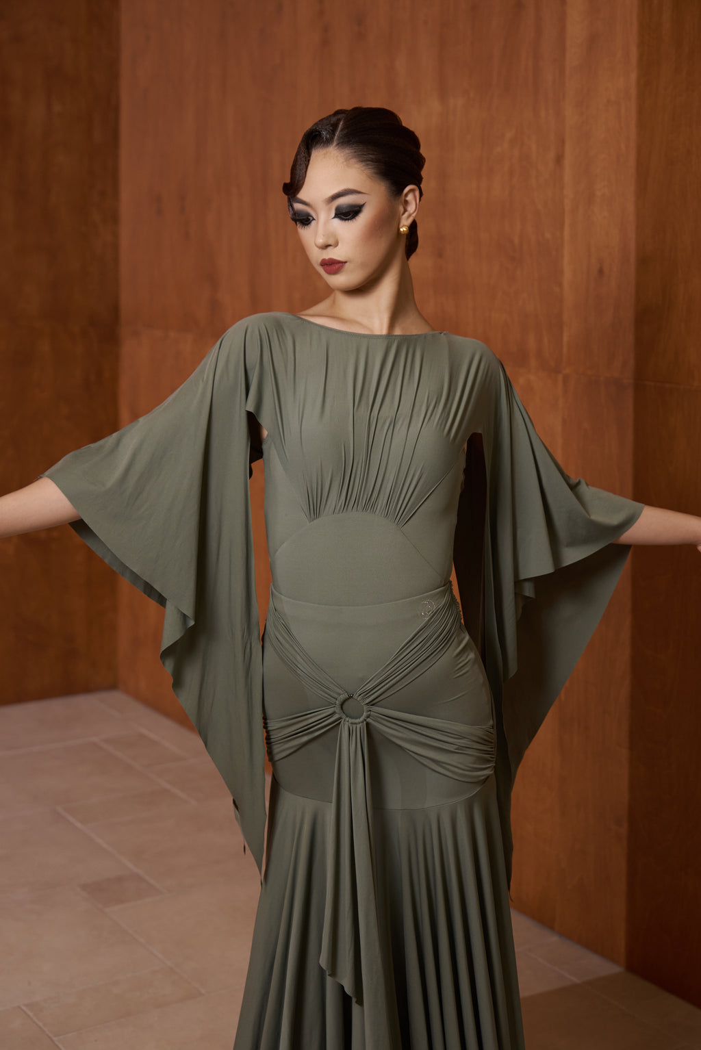 DANCE QUEEN 723-8 Forest Boat Neck Long Sleeve Dancing Ballroom Leotard