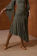 DANCE QUEEN 1030-2 Forest Pleated Ballroom Practice Dance Sport Iregular Skirt