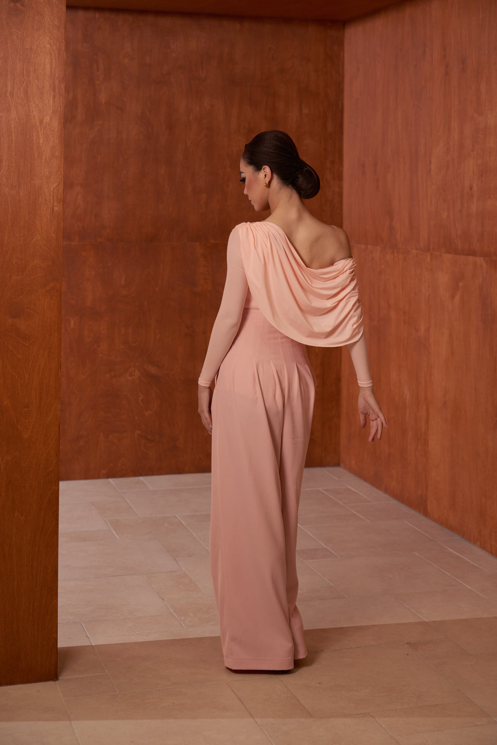 DANCE QUEEN 821-5 Pink Off Shoulder Long Sleeve Dancing Ballroom Leotard