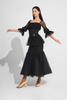 DANCE QUEEN 939 Black Bell Sleeve Ruffle Dancing Ballroom Leotard