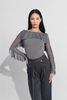 DANCE QUEEN 952-3 Gray Ruffle Dancing Ballroom Leotard