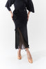 DANCE QUEEN 660-9 Black Flower Side Slit Ballroom Practice Dance Sport Skirt