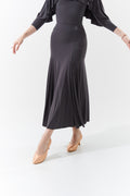 DANCE QUEEN 391-5 Fog Gray Comfortable Basic Ballroom Practice Dance Sport Skirt