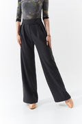 DANCE QUEEN 942-9 Fog Gray Velcro High Waist Ballroom Practice Dance Sport Wide Leg Trouser
