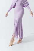 DANCE QUEEN 1125-2 Taro Purple Practice Dance Sport Irregular Lace Ballroom Skirt