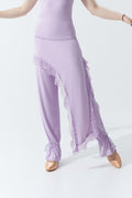 DANCE QUEEN 1023-4 Taro Purple Lace Ankle Strap Ballroom Practice Dance Sport Trouser