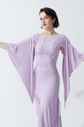 DANCE QUEEN 723-12 Taro Purple Boat Neck Backless Float Ballroom Practice Dance Sport Leotard