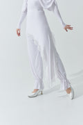DANCE QUEEN 1023-7 White Ankle Strap Ballroom Practice Dance Sport Trouser