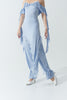 DANCE QUEEN 1023-8 Light Blue Lace Ankle Strap Ballroom Practice Dance Sport Unique Design Trouser