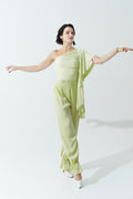 DANCE QUEEN 703-14 Limited Aloe Vera Off Shoulder Pleated Ballroom Practice Dance Sport Leotard