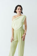DANCE QUEEN 722-9 Limited Aloe Vera Off Shoulder Pleated float Ballroom Practice Dance Sport Leotard