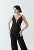 DANCE QUEEN 1084 Classic Black V Neck Lace Backless Ballroom Practice Dance Sport Suspender Leotard