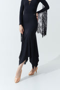 DANCE QUEEN 1125 Classic Black Practice Dance Sport Irregular Lace Ballroom Skirt