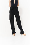 DANCE QUEEN 1144 Black Bow Design Practice Dance Sport Ballroom Elastic Trouser