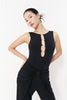 DANCE QUEEN 1131 Black Round Neck Hollow Metal Buckles Sleeveless Practice Dance Sport Ballroom Leotard