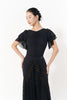 DANCE QUEEN 1127 Black Pleats Ruffle Sleeve Practice Dance Sport Ballroom Design Leotard